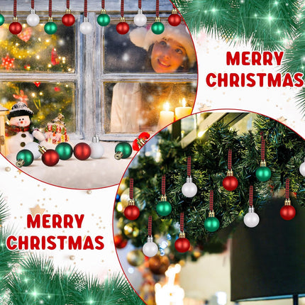 Wettarn 54 Pc Mini Red Green and White Christmas Ball Ornaments 1.18 Inch Shatterproof Small Plastic Hanging Ornament for Xmas Tree Wreath Holiday Decor
