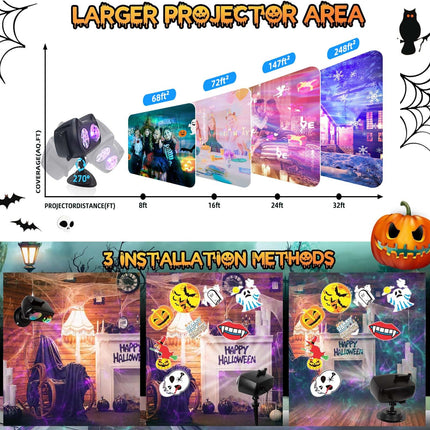 Christmas Projector Lights Outdoor, 2-in-1 Moving Patterns Landscape Lights, 30 HD Effects (3D Ocean Wave) Projection Light for Xmas Halloween Party Garden Decorations