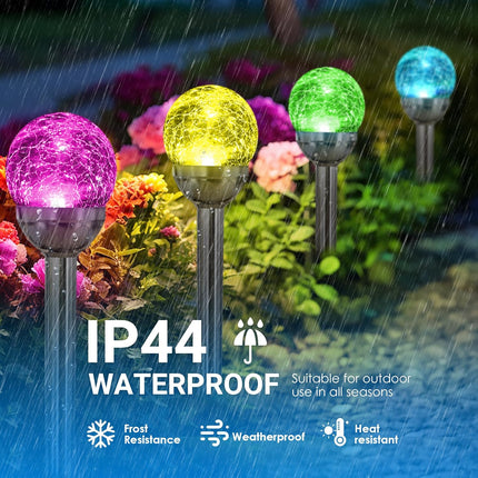 Solpex Solar Garden Lights Outdoor, 3 Pack Multi Color ChangingWhite 2 Modes Solar Powered Glass Ball Garden Lights, Solar