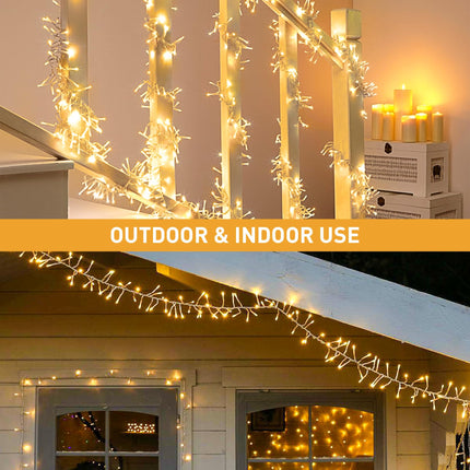 JMEXSUSS Warm White Cluster Christmas Lights Plug in, 27ft Connectable 400 LED Cluster Lights Outdoor Waterproof with Remote, 8 Modes Christmas Tree Lights for Christmas Tree Wreath
