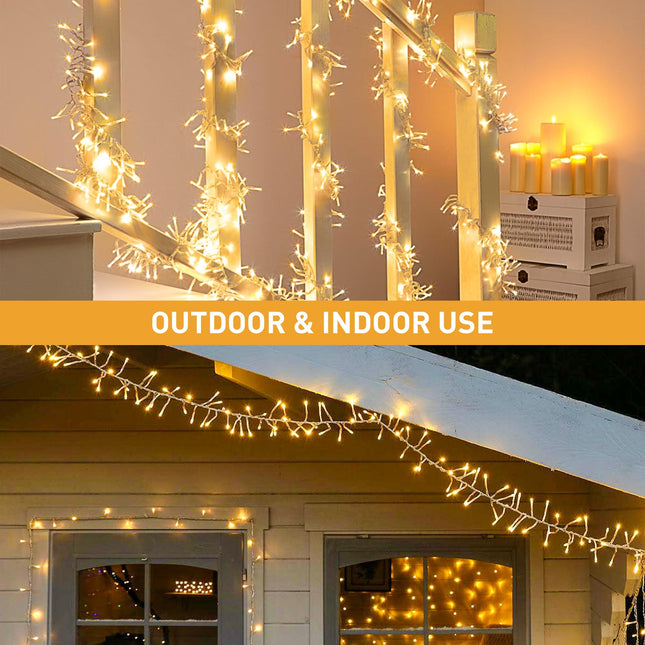 JMEXSUSS Warm White Cluster Christmas Lights Plug in, 27ft Connectable 400 LED Cluster Lights Outdoor Waterproof with Remote, 8 Modes Christmas Tree Lights for Christmas Tree Wreath