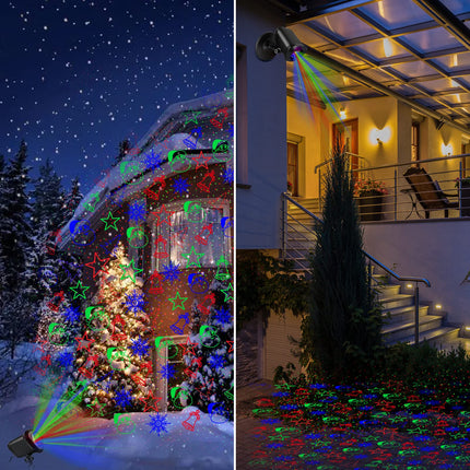 Christmas Laser Lights Outdoor, Christmas Projector Lights Outdoor with 9 Moving Red, Green, Blue Patterns, Remote Control, IP65 Waterproof for Outdoor Christmas, Decoration, Year, Holiday