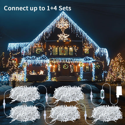 Icicle Christmas Lights 50+16Ft 506 LED Icicle Lights for Outside with 101 Drops 8 Modes Remote Dimmable Connectable Memory Timer Plug Icicle Lights Indoor Outdoor Xmas House Roof
