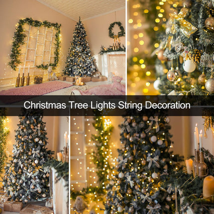 Christmas Tree Lights String, 6.6 Ft 400 LED Christmas Lights String, 16 Wires, Waterproof String Lights, 8 Modes and Memory Function, Pluggable, for Christmas Tree Decoration (Warm White)