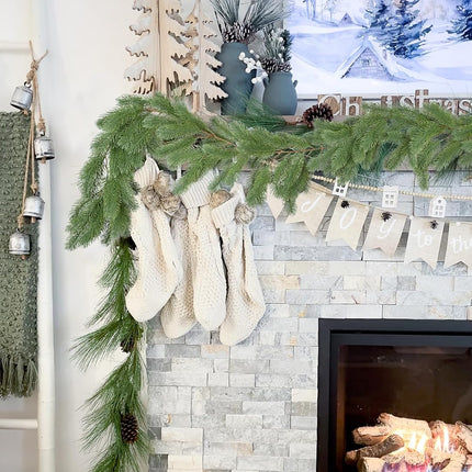 6FT Pine Christmas Garland, Artificail Christmas Greenery Garland,Realistic Cedar Garland Cypress Garland for Holiday Mantel Fireplace Table Centerpiece Decoration