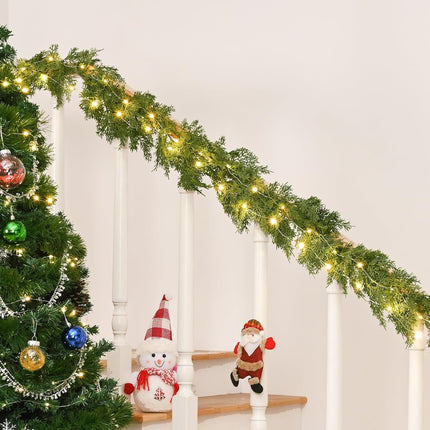 Dolicer 2 Pack 5.7 Ft Christmas Cedar Garland - Christmas Garland with 40 Led Lights Strings, Garlands for Decoration Christmas, Pine Garland for Winter Table Mantle Wall Room Outdoor Indoor Decor