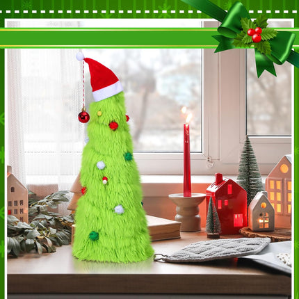 Civaner Tabletop Mini Christmas Tree 18 Inch Artificial Tabletop Christmas Tree Plush Christmas Table Decorations with Christmas Ball, Santa Hat for Christmas Indoor Home Kitchen Dining Table Decor