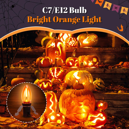 11.8ft Accessory Cord with 6 LED Light Bulb - 1 Pack Blow Mold Light with C7 Lamp with Switch, Christmas Village Light for Holiday, Indoor Decor, Craft Projects (Orange)