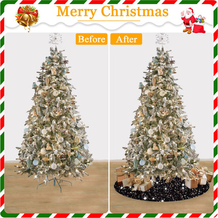 Black Tree Skirt Glittery Christmas Tree Skirts 36 Inch Velvet Round Xmas Tree Skirt for Sequin Tree Skirt Cover for Artificial Trees Sparkle Christmas Tree Skirt for Halloween Party Decor