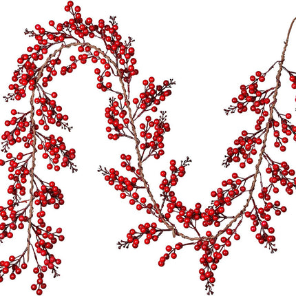 DearHouse 6FT Red Berry Christmas Garland, Artificail Garland Indoor Outdoor Garden Gate Home Decoration for Winter Holiday Year Decor