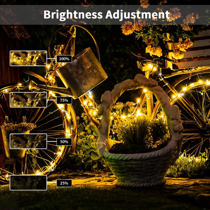 echosari Christmas String Lights Battery Powered, 33Ft 100 LED Fairy Lights Warm White Outdoor Fairy String Lights Lights with Remote Dimmable Timer 8 Modes for Wedding Party Garden Decoration