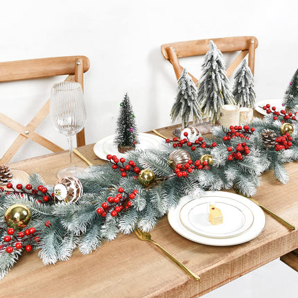 DearHouse 6Ft Artificial Christmas Pine Garland Winter Greenery Garland for Holiday Season Mantel Fireplace Table Runner Centerpiece Décor (White)