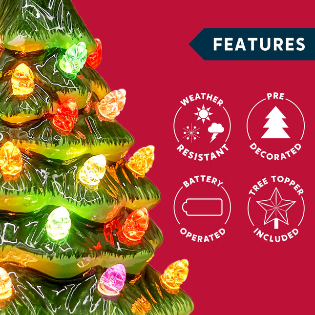 Joiedomi 7" Ceramic Christmas Tree with Box, Mini Prelit Tabletop Christmas Tree with Multicolored Bulbs for Best Desk Decoration