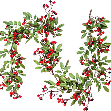 Artiflr 5.83 FT Red Berry Christmas Garland with Pine Cone Garland Artificail Berry Garland Indoor Outdoor Garden Gate Home Decoration for Winter Holiday Year Decor