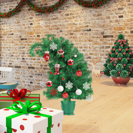 CCINEE 2Ft Artificial Christmas Tree, Green Mini Bendable Tabletop Hinged Christmas Tree with Plastic Stand 120 Branch Tips for Xmas Party Supplies Home Indoor Decoration