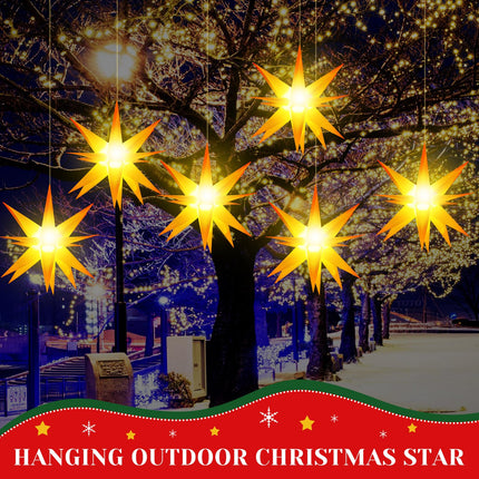 8 Pcs Christmas Large Moravian Star Light Christmas Tree Topper Christmas Advent Star Bethlehem Star Light 3D Hanging Star Light for Outdoor Indoor Christmas Decoration (12 Inch)
