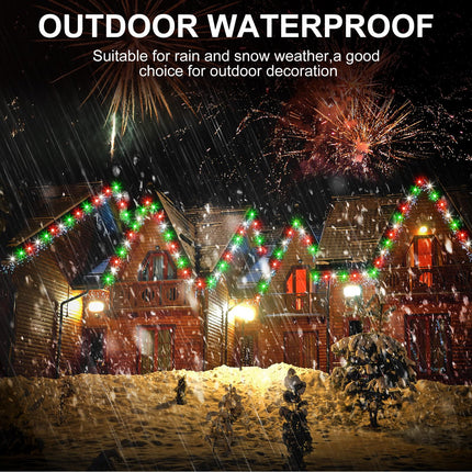 4 Pcs 49 ft Red White Green Christmas String Lights 150 Led Battery Operated Christmas Fairy Lights Timer 8 Modes Waterproof Christmas Outdoor Decoration Lights for Xmas Tree Indoor House