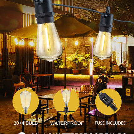 SUFEIMAS LED Outdoor String Lights Waterproof - 100FT(50FT2) Patio Lights with 34 Vintage Shatterproof Plastic Bulbs - IP65 Edison String Lights for Outside Backyard Balcony Bistro Cafe Garden