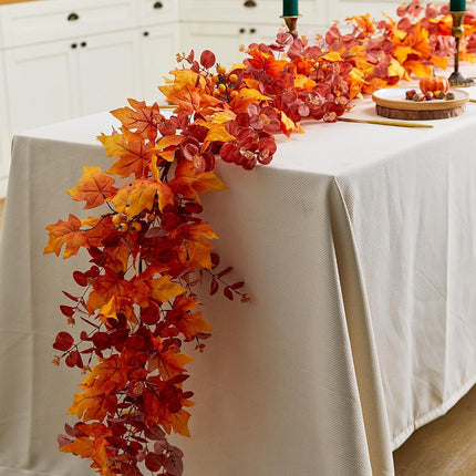 Thanksgiving Decorations - Fall Decor - Fall Garland - 9FT Autumn Maples Leaf Garland for Autumn Decor Hanging Vine Garland for Halloween Thanksgiving Decor Home Wedding Fireplace Party Christmas