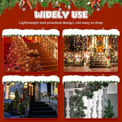 Christmas Banister Clips Christmas Light Clips for Banister Holiday Garland Banister Clips Hanger Hooks for Stockings String Lights Indoor Outdoor Decorations Stair Railing Fence Deck (White, 50 PCS)