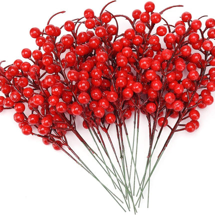30 Pcs Red Holly Berries for Christmas Tree Red Berries Picks Christmas Holly Berry Branch for Christmas Tree Decoration DIY Crafts Wreath Home Decor