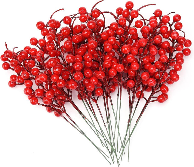 30 Pcs Red Holly Berries for Christmas Tree Red Berries Picks Christmas Holly Berry Branch for Christmas Tree Decoration DIY Crafts Wreath Home Decor