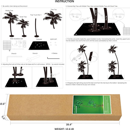 LIGHTSHARE Lighted 6FT Gorgeous Palm Tree 3Trunks Artificial Palm Tree 203LED Lights for Decoration Outdoor and Indoors Tiki Bar Christmas Patio Pool-Solar
