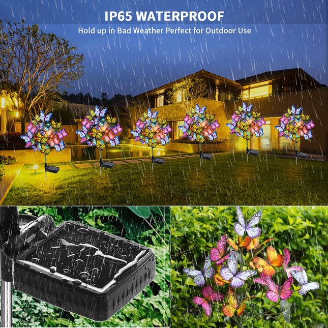Solar Garden Lights Outdoor Waterproof Decorative Solar Lights Outdoor 2 Pack with 44 LED 34 Butterfly Solar Lights for Garden Yard Patio Lawn Outdoor Decor, s for Mother's Day Mom Women