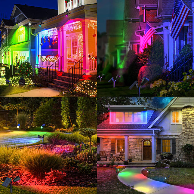 Solar Color Changing Lights Outdoor Waterproof, 7 Modes/8 Pack Christmas Multicolor RGB Solar Spot Lights, 180° Adjustable Solar Powered Landscape Spotlights for Outside Yard/Pathway/Garden