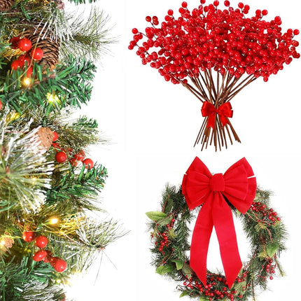 40 Pack Christmas Red Berry Stems, 8.7 Inch Christmas Berries Decorations Artificial Burgundy Berry Picks, Red Holly Berry Branches for Christmas Tree Decoration,Valentines,Wedding,Holiday Home Decor