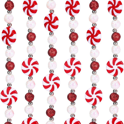 16 Feet Christmas Candy Cane Garland Christmas Tree Peppermint Ornaments Candy Garland Wreaths Christmas Ball Garland Xmas Bead Hanging Ornaments for Holiday Party Fireplace Home Decor(Candy)