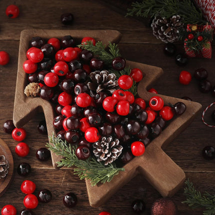 200 Pcs Christmas Artificial Cranberries for Vase Bowl Filler Decorative Fake Cranberries Fruit for Christmas Tree Wedding Garland DIY Craft Table Decoration Photo Props