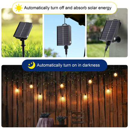 Solar Christmas Lights Outdoor with 20 G40 Bulbs Waterproof 33 Feet 100 LED Solar String Lights for Christmas Decorations USB Port Solar Powered Lights for Outside Garden Backyard Party Decor