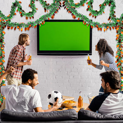52.5 Feet Football Tinsel Garland 8 Pieces Green Tinsel Garland Superbowl Party Decorations Shiny Twist Garland Shiny Decoration for Boys Football Birthday Party Wreath Hanging Decor