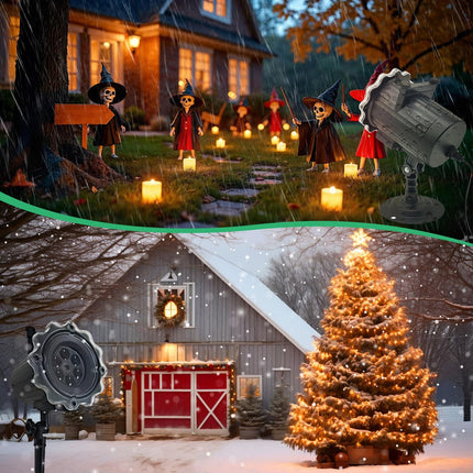 Halloween Christmas Decorations Projector Lights Outdoor, Waterproof 12 HD Patterns Holiday Projector Light with Remote Control for Halloween Xmas Holiday Window Garden Landscape