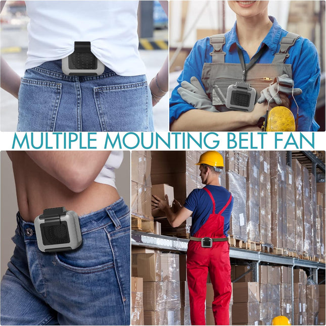 Comlife Portable Waist Clip Fan, 6000Mah Rechargeable Battery Powered Usb Input Output Ports Included, Max.24H Working, 3 Speeds