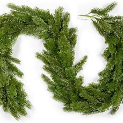 Christmas Rattan Garland, Norfolk Pine Garland Artificail Christmas Garland Branches Holiday Decorations Pine Garland for Doors Christmas Trees Indoor and Outdoor (Green)
