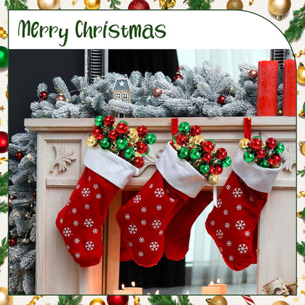 Syhood 12 Set Christmas Tree Picks 7.9 Inch Red Green Gold Christmas Ball Ornaments on Wired Picks Shatterproof Plastic Hanging Ornaments for Xmas Tree Vase Fillers Wreath Crafts Decor