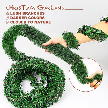 55 Feet Christmas Garland - 3 Stands Artificial Evergreen Garland Soft Greenery Garland Set for DIY Christmas Decoration, Non-Lit Indoor Outdoor Garlands for Stair Railing/Mantle/Holiday/Party Decor