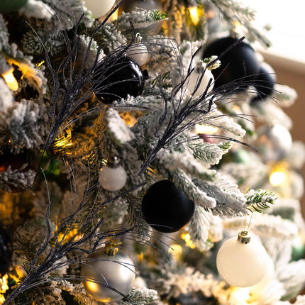 Christmas Glitter Curly Tree Picks Wispy Willow Stem Glittered Twigs Decor Wreath Garland Floral Arrangement Glitter Stems for Xmas Tree Decor(Black,24 Pcs)