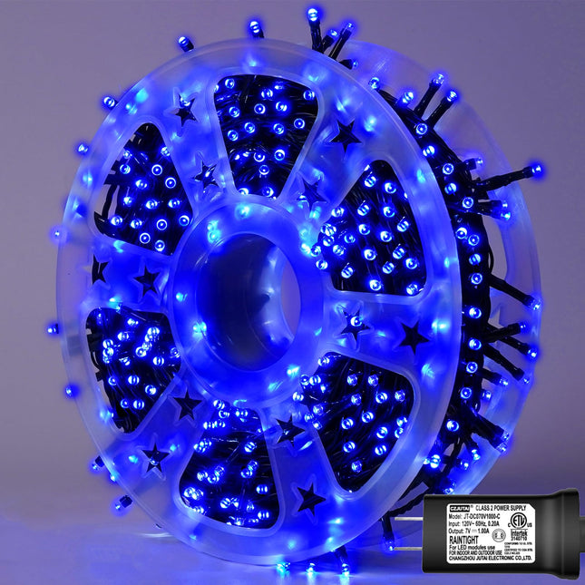 YEGUO 500 LED Christmas Lights Indoor, Blue String Lights Outdoor Waterproof, 8 Modes 165ft Green Wire Tree Lights Twinkle Lights Plug in for Holiday Festival Xmas Decor