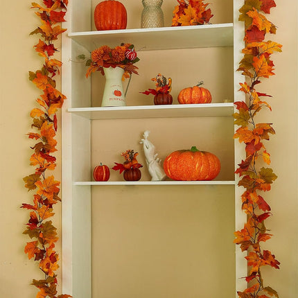Anna's Whimsy 3 Pcs 21FT【Length】 Thanks Garlands, Artificial Maple Garland, Hanging Vine Garland Artificial Autumn Vines for Home Wedding Fireplace Party Thanksgiving Decor