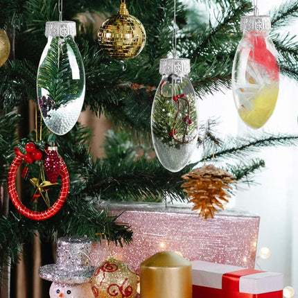 Clear Christmas Balls, 12pcs DIY Christmas Baubles, Decorative Tree Decoration, Hanging Ball, 8 cm, Transparent Fillable Baubles for Christmas Tree, Party, Wedding, Birthday, Home, Box(Flat)