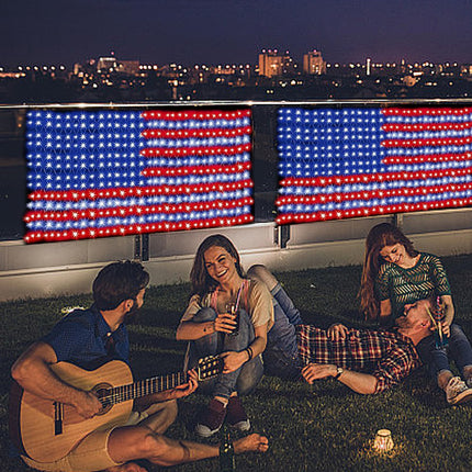 American Flag Lights, Outdoor Flag String Lights 420 LED Waterproof Led Flag Net Light Patriotic Ornaments for Outdoor Home Yard,Garden, Camping, Memorial Day, 4th of July, Christmas Decorations