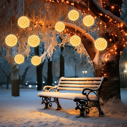 Brightown 6" Christmas Lighted Sphere Balls, 100 LED Warm White Starlight Ball - Plug-in Waterproof Outdoor & Indoor Christmas Holiday Decoration