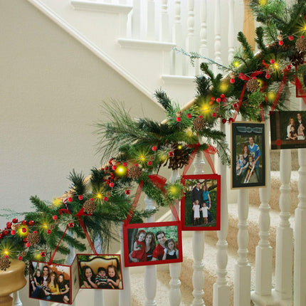DearHouse 6.7FT Christmas Garland with Lights, 20 LED Red Berry Pine Cone Garland Lights Battery Operated, led Garland String Lights, Christmas Decorations for Home, Garland for Fireplace
