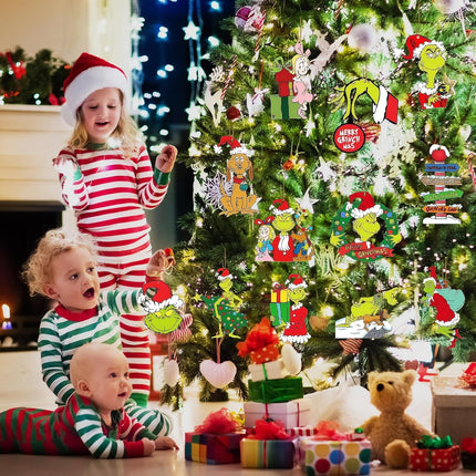 Christmas Tree Decorations -24PCS Christmas Cute Wooden Hanging Ornaments for Tree, Holiday Xmas Ornaments Christmas Decor Indoor Home Party s