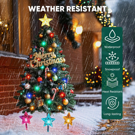 Solar Christmas Decorations Outdoor, 2 Pack 30 Inch Solar Christmas Tree Outdoor Waterproof, Artificial Pine Outdoor Christmas Trees for Yard with Christmas Ornaments, Small Christmas Tree with Lights