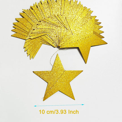 3-Pack,Gold Star Garland, Golden Christmas Galaxy Banner, Twinkle Twinkle Little Star Garland Christmas Garland, Christmas Decor, Gold Baby Shower (4 inch in Diameter,13 Feet)