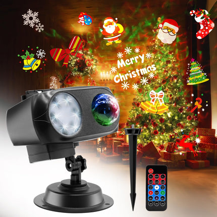 est Designed Halloween Christmas Projector Lights Outdoor Waterproof,15W Brighter HD Ocean Wave Effect,12 Slides 96 No Fade Pictures for Thanksgiving, Year LED Projector Decoration